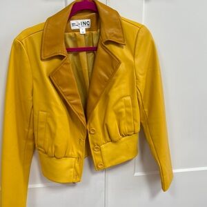 INC International Concepts Women's Yellow Leather Jacket